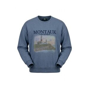 Wild Fable Montauk Long Island NY Lighthouse Sweatshirt Women's L Blue Graphic